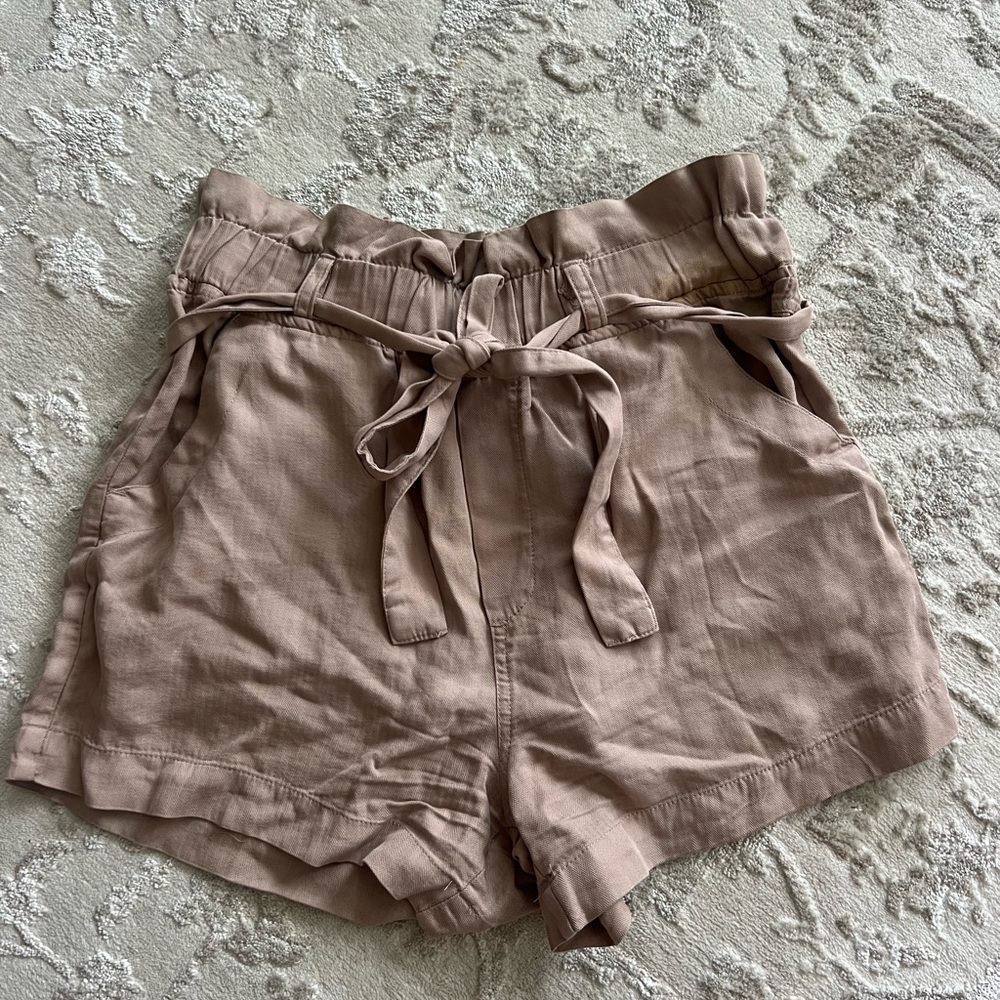 Thread & Supply Tan High Waist Shorts with Tie Belt